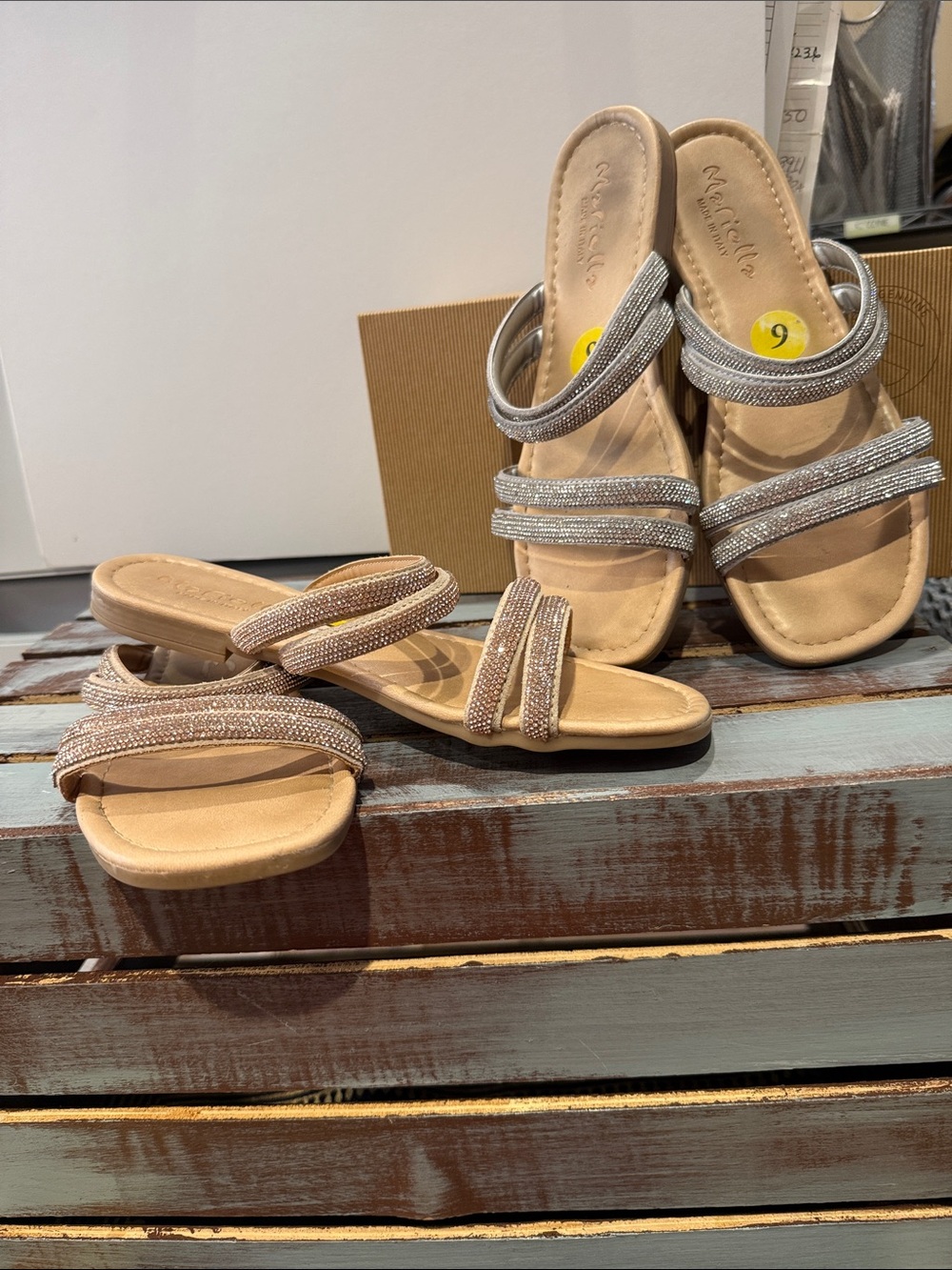 Mariella genuine leather sandle slides 2 pair size 9